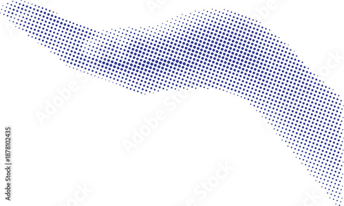 Vector art of blue wave of dots on with a halftone effect pattern