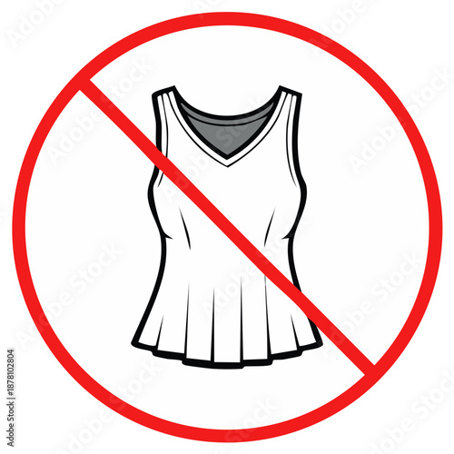 Dress Code Restriction Sign Illustrating a Banned Sleeveless Tank Top