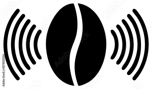 Coffee Bean Radio Waves Hot Drink Aromatherapy Wake Up Energy Black and White Image