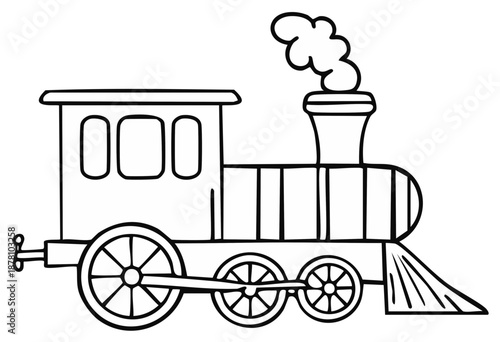 Outlined Steam Train with Smoke Stack Ready for Coloring Book Fun for Children