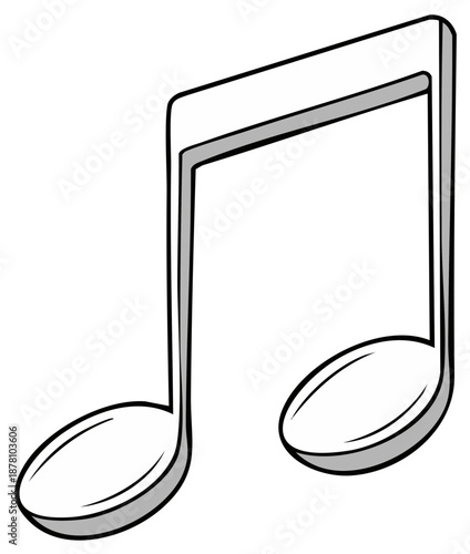 Single Music Note Symbol Isolated on White Background for Musical Expression