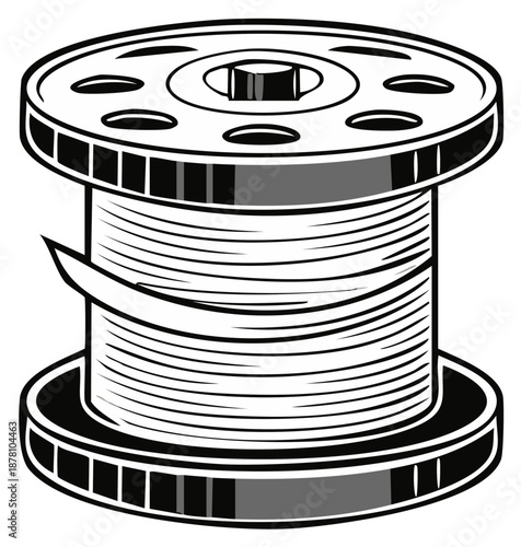 Stylized Illustration of a Thread Spool Ready for Sewing Crafting or Quilting Projects