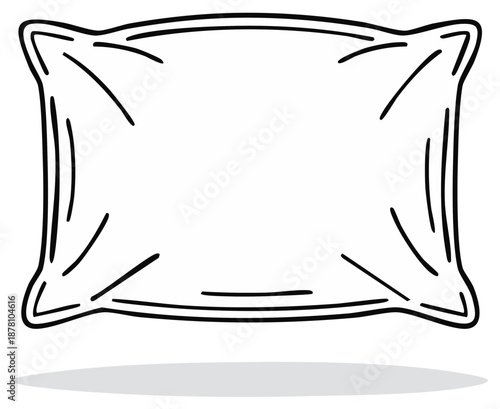 Black and white pillow illustration with shadow, drawing of sleep concept