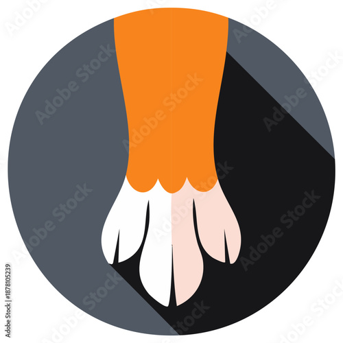 Cute Animal Paw Print with Orange and White Fur Flat Design