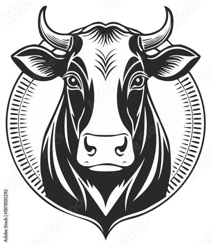 Majestic Bovine Portrait Gracefully Framed Farm Animal Head with Intricate Detail Elegant Cow Art