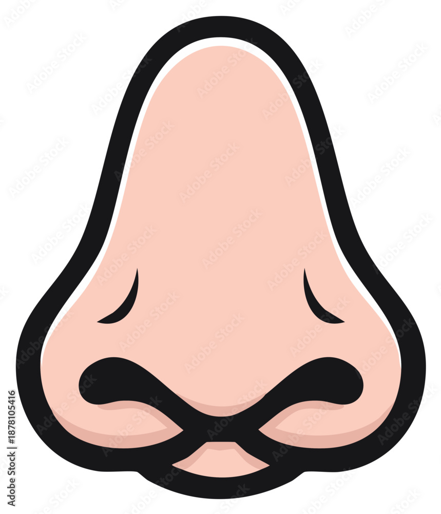 Fototapeta premium Cartoon illustration of a human nose with a bold outline and simplified features