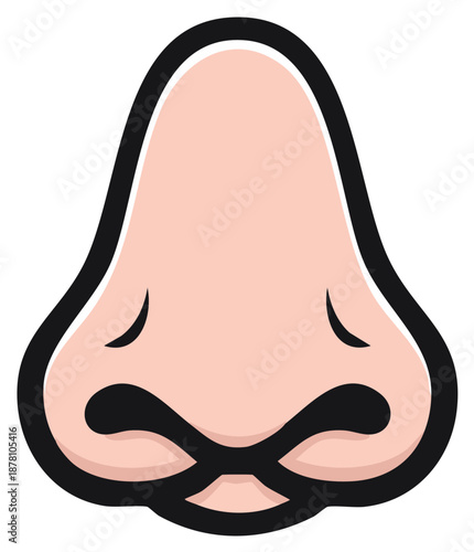 Cartoon illustration of a human nose with a bold outline and simplified features