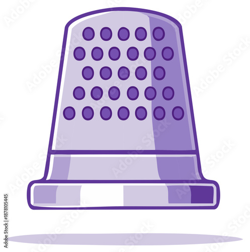 Purple Thimble Sewing Tool with Dots Pattern Vector Illustration