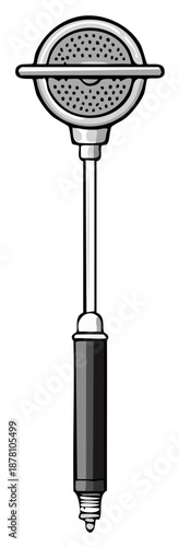 Retro Microphone with Perforated Head and Dark Handle