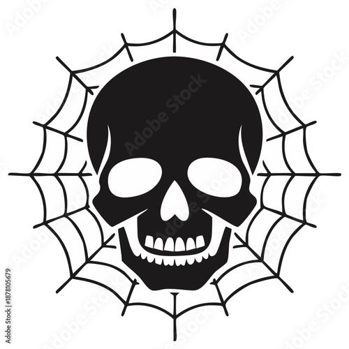 Graphic Representation of a Skull Emerging from a Spiderweb