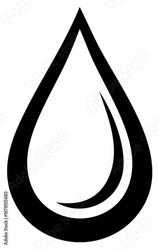 Isolated water drop vector illustration graphic. Black teardrop outline, moisture and liquid symbol, sign or icon.