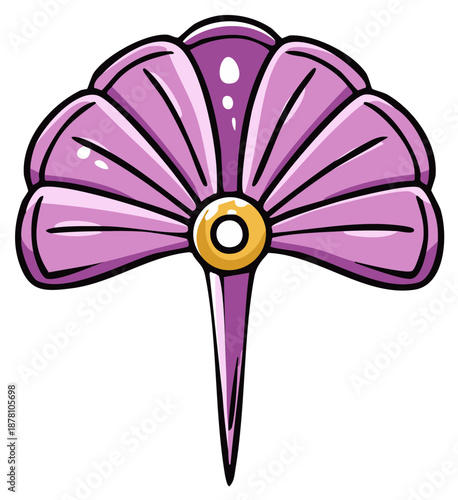 Vintage Art Deco Purple Fan Hair Accessory Cartoon Graphic Illustration