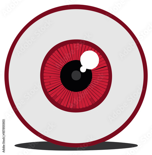 Cartoon Eye with Red Iris Vector Illustration