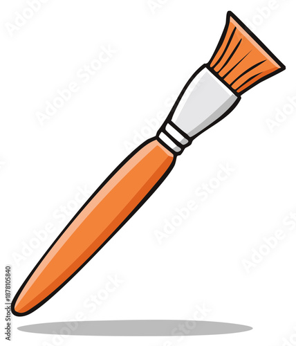 Vibrant orange paint brush an essential artistic tool for creative painting and drawing projects