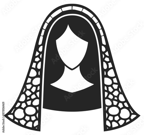 Woman with lace Mantilla traditional Spanish headdress vector illustration