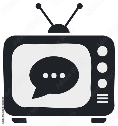 Vintage Television Screen Displays Speech Bubble Communication Icon