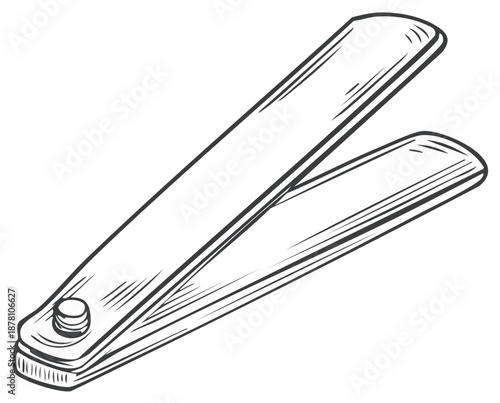 Illustrated nail clippers in an open position offering a minimalistic design aesthetic