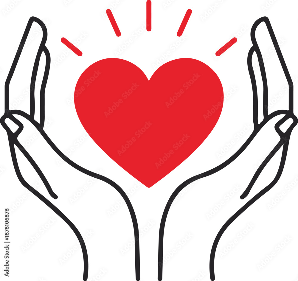 Obraz premium Healthcare hands holding heart flat icon for apps and website