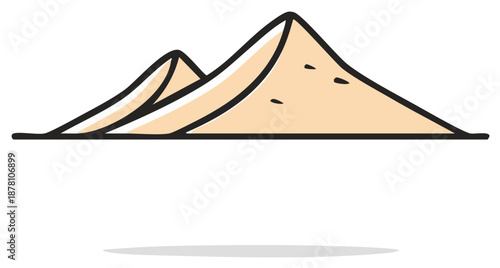 Simple Desert Landscape Illustration with Dunes and Hot Sand in Clean Style Isolated