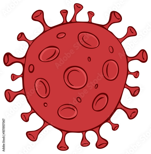 Vivid red virus graphic symbolizing infectious disease germs and global pandemic