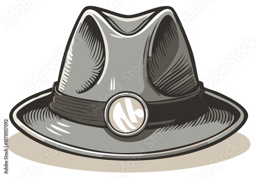 Stylish Gray Fedora Hat with Band and Decorative Buckle Retro Headwear Accessory