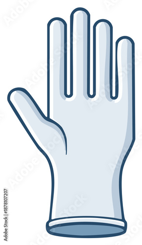 Cartoon illustration of a single white disposable medical examination glove