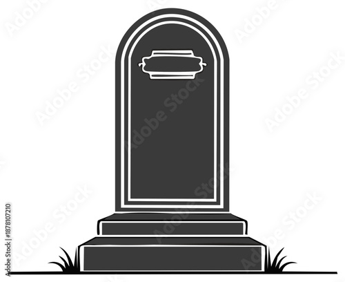 Isolated Grave Marker Silhouette Illustration: Memorial, Cemetery, Gravestone Symbol