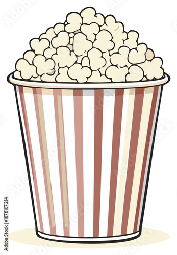 Overflowing Popcorn Bucket Striped Red and White Classic Movie Snack