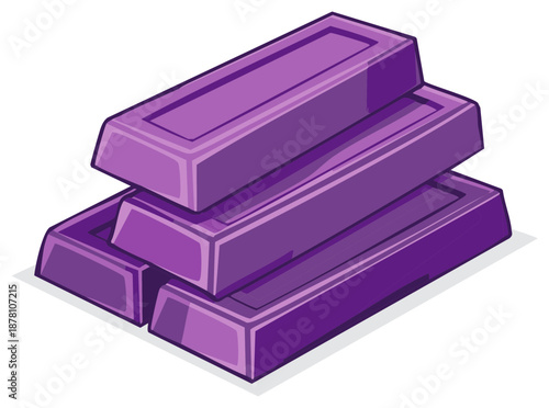 Stacked purple ingots representing wealth, value, and digital assets, an isolated illustration