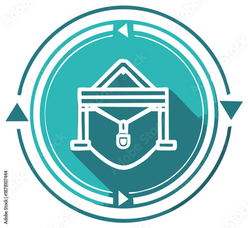 Harness and Safety Equipment Gear in a Circular Arrow Symbol Icon