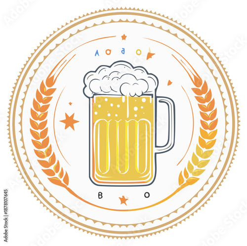 Craft beer logo design with a mug of lager and wheat ears emblem