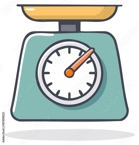 Illustration of a retro analog kitchen scale with colorful, hand drawn style