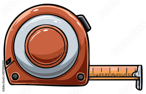 Orange tape measure with tape extended, illustrating measurement and construction