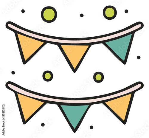 Festive Bunting Decorations with Polka Dots and Circles