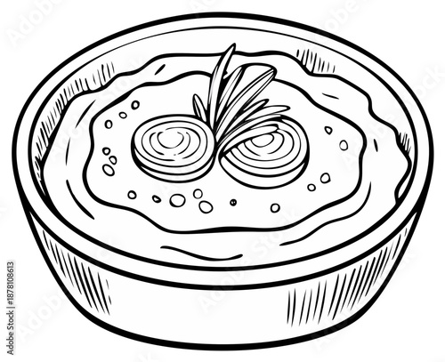 Bowl of soup with leeks and rosemary