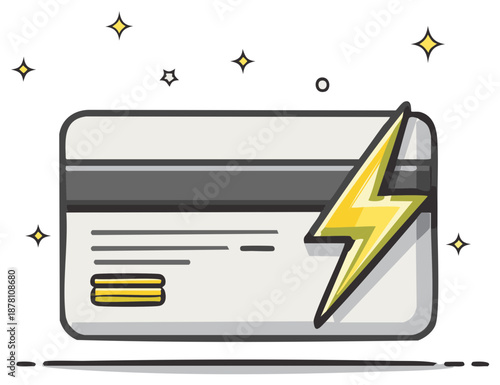Credit Card with Lightning Bolt Symbol Representing Quick Payment and Financial Power