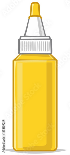 Yellow Sauce Bottle Illustration, Food Condiment, Isolated Vector