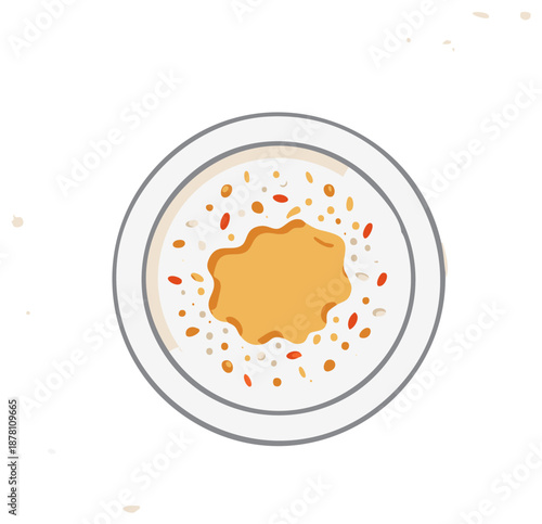 Oatmeal in a Bowl Flat Lay Cereal Breakfast Garnish Healthy Grain Porridge