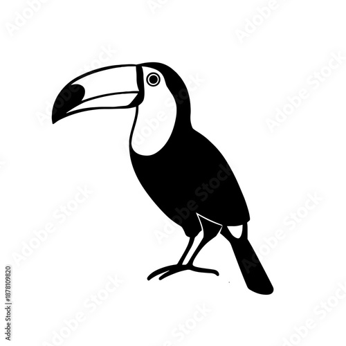 Toucan. Toucan simple black and white line art vector logo
