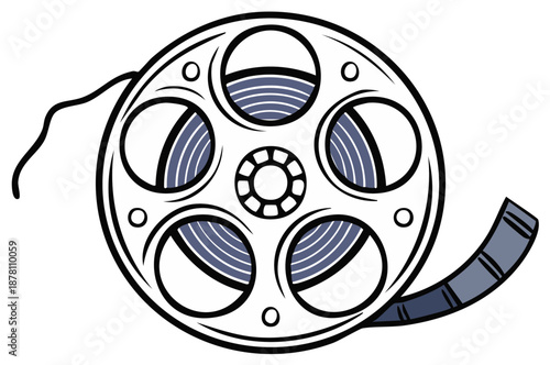 Classic movie film reel cartoon illustration on an isolated background