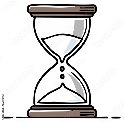 Doodle style illustration of a vintage hourglass with sand running out