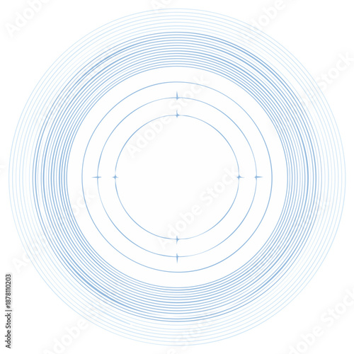 Abstract technical illustration of concentric circles like a radar screen or sound wave