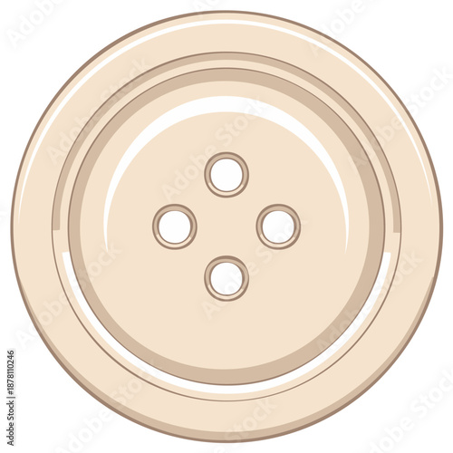 Classic Beige Round Button with Four Holes for Sewing and Craft Design