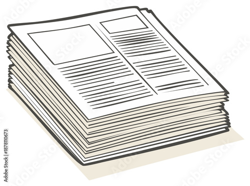 Stack of blank newspapers illustration, news concept, isolated