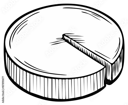 Round pie slice graphic with thick outline and hand drawn texture