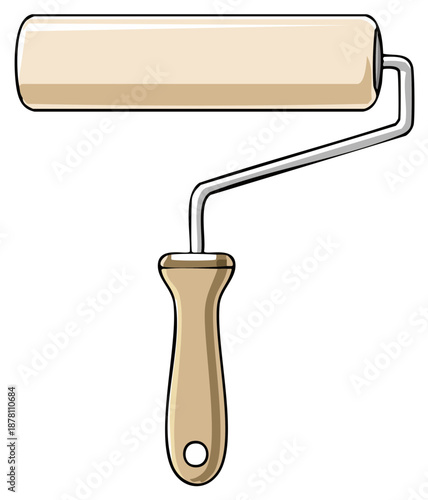 Simple cartoon paint roller tool vector illustration for home improvement and wall painting projects