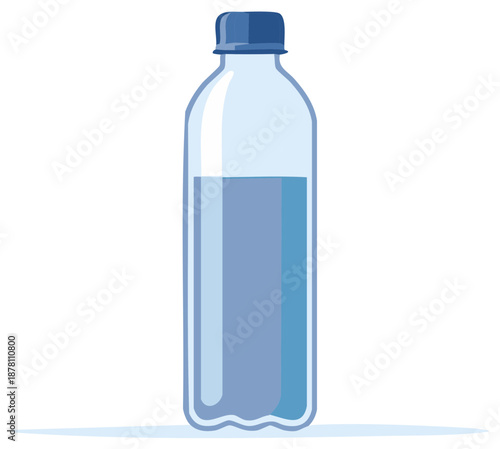 Refreshing plastic water bottle half-full with pure liquid, essential for daily hydration and health.