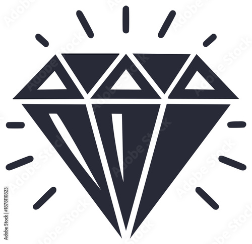 Sparkling Diamond Gemstone Geometric Faceted Icon