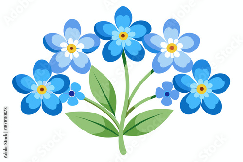 Stylized Forget Me Not Flowers in Soft Blue Tones