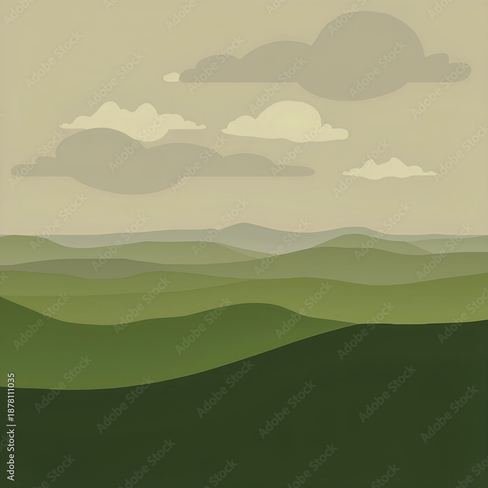 Fototapeta premium Minimal Flat Landscape Illustration with Hills
